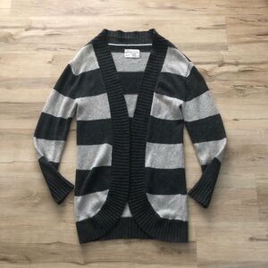 Aeropostale Black and Gray Striped Cardigan